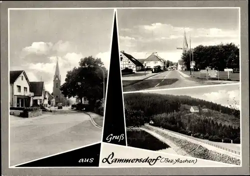 Ak Lammersdorf Simmerath in der Eifel, Kirche, Teilansicht, Straßenansicht