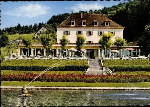 Ak Bad Abbach an der Donau Niederbayern, Haus Waldfrieden, Außenansicht, Frosch, Brunnen