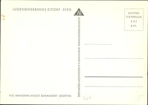 Ak Eitorf in Nordrhein Westfalen, Jugendherberge, Außenansicht