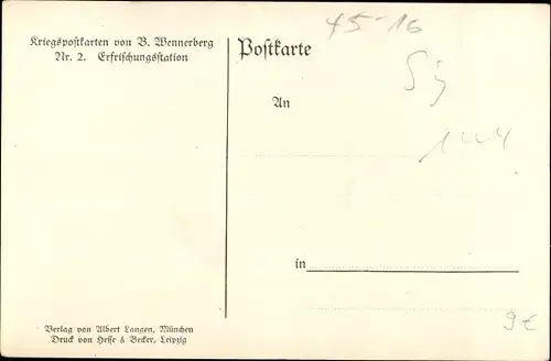 Künstler Ak Wennerberg, B., Erfrischungsstation, Soldaten bekommen Getränke, Zug, Frauen