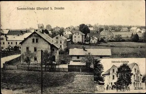 Ak Ullersdorf Radeberg in Sachsen, Totale, Schmiedeschänke