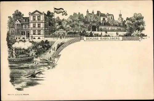 Litho Babelsberg Potsdam in Brandenburg, Schloss Babelsberg, Restaurant