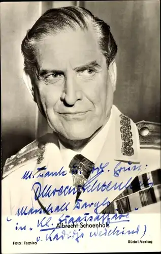 Ak Schauspieler Albrecht Schoenhals, Portrait, Autogramm, Uniform