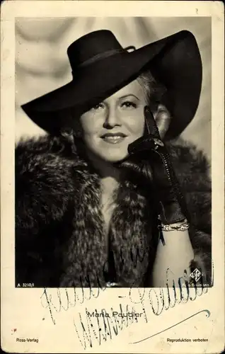 Ak Schauspielerin Maria Paudler, Portrait, Hut, Ross Verlag A 3210 1