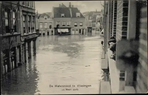 Ak Vlissingen Zeeland Niederlande, De Watersnood 1906, Hochwasser