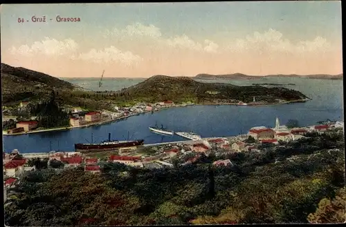 Ak Gruž Gravosa Dubrovnik Kroatien, Gesamtansicht