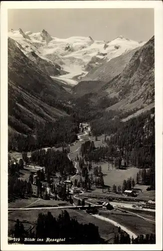Ak Samaden Samedan Kanton Graubünden, Blick ins Rosegtal
