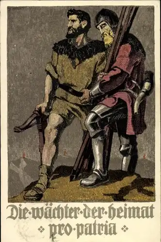 Ganzsachen Künstler Ak Schweizer Bundesfeier 1910, Die Wächter der Heimat, Pro Patria, Tell