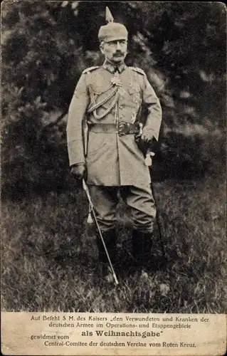 Ak Kaiser Wilhelm II, Standportrait, Uniform, Pickelhaube, Orden, Säbel