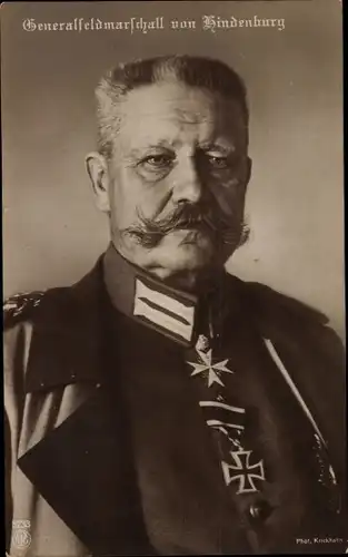 Ak Generalfeldmarschall Paul von Hindenburg, Portrait, Orden Pour le Merite