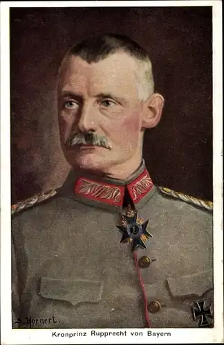 Künstler Ak Hornert, G., Kronprinz Rupprecht von Bayern, Portrait in Uniform, Orden