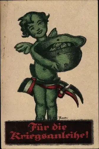 Künstler Ak Für die Kriegsanleihe, Engel, Stahlhelm