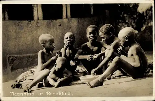 Ak Südafrika, Jungen beim Frühstück