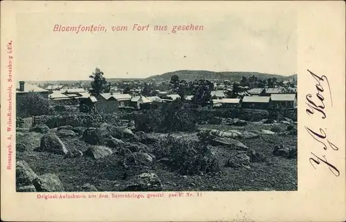 Ak Bloemfontein Südafrika, Blick vom Fort aus