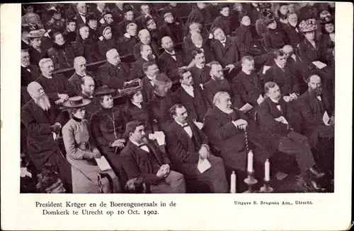 Ak Utrecht Niederlande, Burenversammlung in der Domkirche 1902, Präsident Ohm Krüger