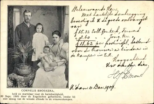 Ak Anwalt Cornelis Broeksma mit Familie, hingerichtet 1901, Portrait