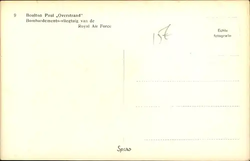 Ak Britisches Militärflugzeug, Boulton Paul Overstrand, Bomber, Royal Air Force