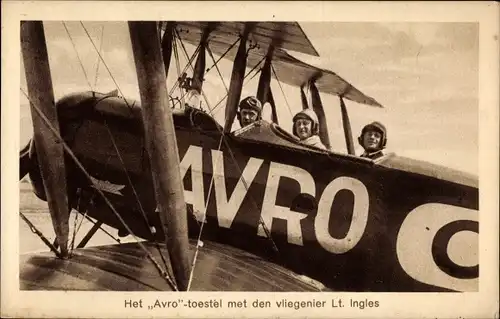 Ak Avro Flugzeug mit Ingenieur Lt. Ingles