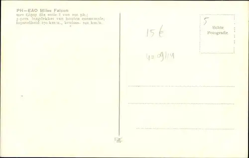 Ak PH EAO Miles Falcon, britisches Kleinflugzeug