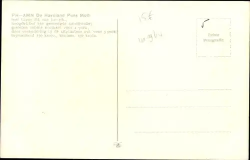 Ak PH AMN De Havilland Puss Moth, Kleinflugzeug