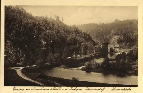 Ak Lauenhain Mittweida in Sachsen, Eingang zur Lauenhainer Mühle an der Zschopau