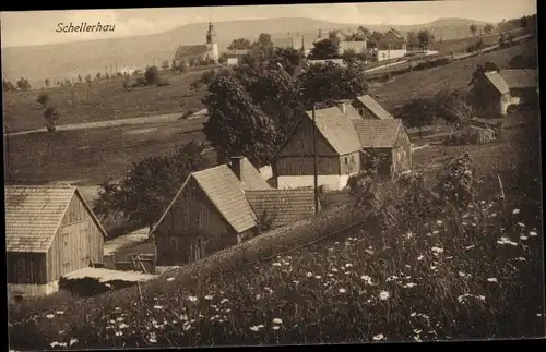 Ak Schellerhau Altenberg im Erzgebirge, Blick auf den Ort mit Umgebung