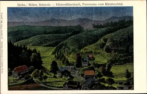 Ak Zadní Jetřichovice Hinterdittersbach Jetřichovice Dittersbach Reg. Aussig, Panorama,Kirnitzschtal