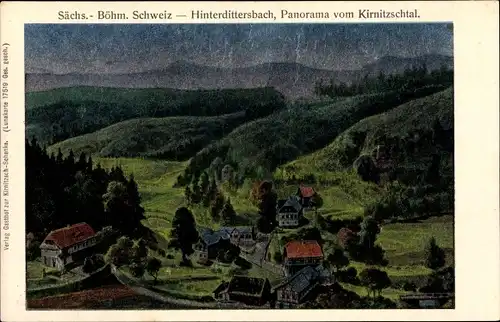 Ak Zadní Jetřichovice Hinterdittersbach Jetřichovice Dittersbach Reg. Aussig, Panorama,Kirnitzschtal
