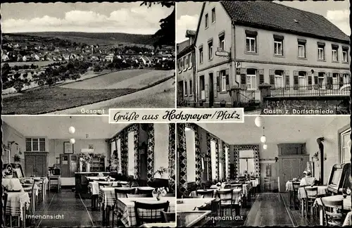 Ak Hochspeyer Kaiserslautern in Rheinland Pfalz, Gasthaus zur Dorfschmiede, Innenansichten, Ort