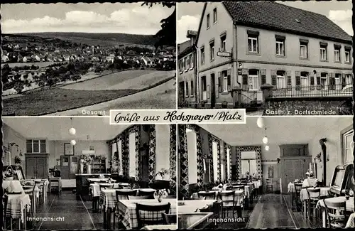 Ak Hochspeyer Kaiserslautern in Rheinland Pfalz, Gasthaus zur Dorfschmiede, Innenansichten, Ort