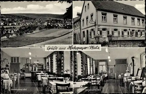 Ak Hochspeyer Kaiserslautern in Rheinland Pfalz, Gasthaus zur Dorfschmiede, Innenansichten, Ort