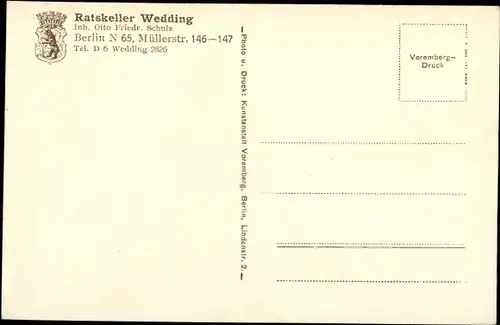 Ak Berlin Wedding, Ratskeller, Müllerstraße 146-147