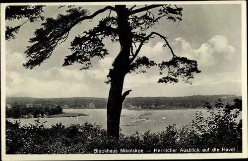 Ak Berlin Zehlendorf Wannsee, Blockhaus Nikolskoe, Havelpanorama