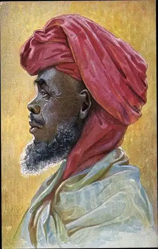 Künstler Ak Araber aus Ostafrika, Kolonialkriegerdank, Profil, Portrait, Turban