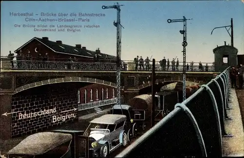 Ak Herbesthal Lontzen Wallonien Lüttich, Brücke, Bahnstrecke Köln Aachen Brüssel Paris, Grenze