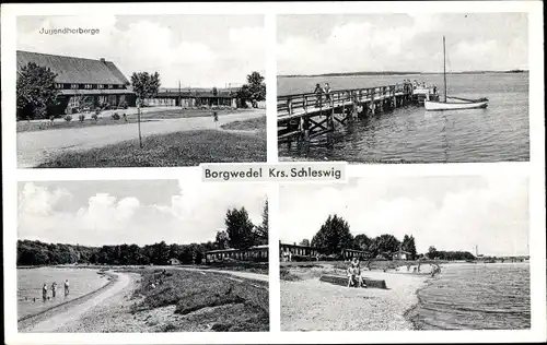 Ak Borgwedel an der Schlei, Jugendherberge, Partie am Wasser