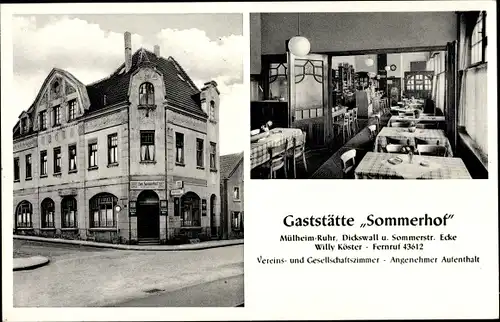 Ak Mülheim an der Ruhr in Nordrhein Westfalen, Gaststätte Sommerhof, Dickswall