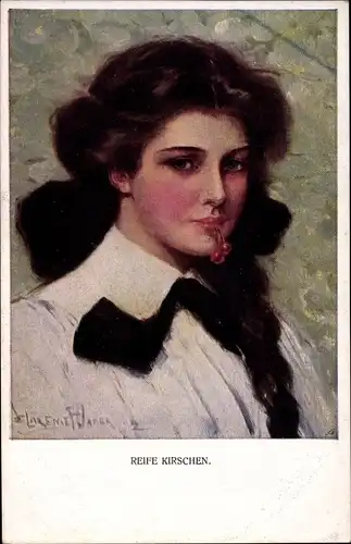 Künstler Ak Underwood, Clarence, Reife Kirschen, Frauenportrait