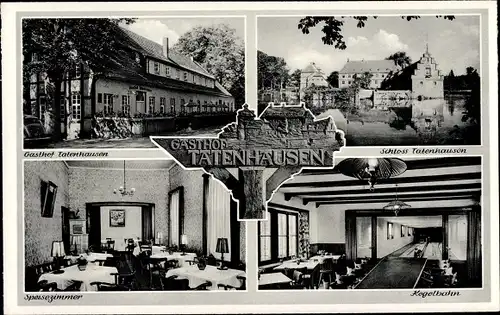 Ak Tatenhausen Bokel Halle in Westfalen, Gasthof Tatenhausen, Innenansicht, Kegelbahn, Schloss