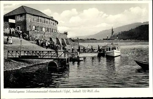 Ak Heimbach in der Eifel, Rurtalsperre Schwammenauel, Anlegestelle, Der Seehof, Inh. Carl Arens