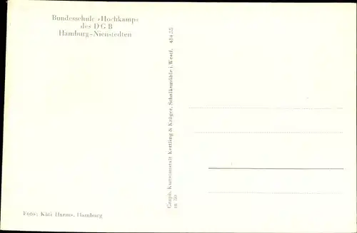 Ak Hamburg Altona Nienstedten, Bundesschule Hochkamp des DGB