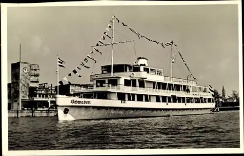 Ak Friedrichshafen am Bodensee, Bodensee Motorschiff Schwaben, Seebahnhof