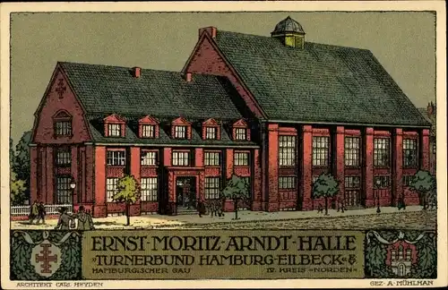 Künstler Ak Mühlhan, A., Hamburg Wandsbek Eilbek, Ernst Moritz Arndt Halle, Turnerbund