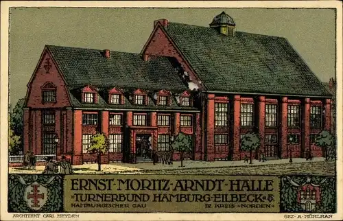 Künstler Ak Mühlhan, A., Hamburg Wandsbek Eilbek, Ernst Moritz Arndt Halle, Turnerbund