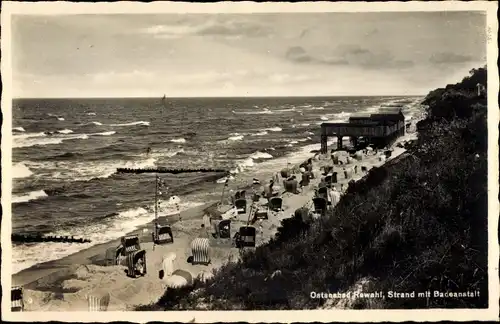 Ak Rewal Rewahl Pommern, Strand mit Badeanstalt