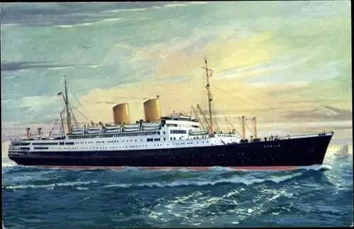 Künstler Ak Dampfschiff MS Berlin, Norddeutscher Lloyd Bremen, Passagierschiff