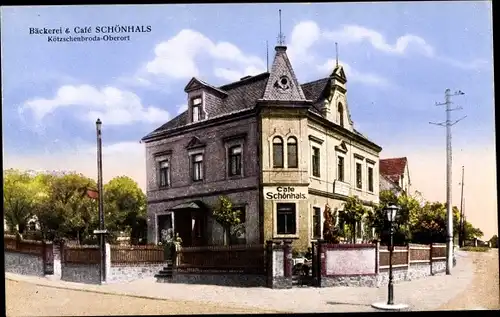 Ak Oberort Kötzschenbroda Radebeul in Sachsen, Bäckerei Cafe Schönhals