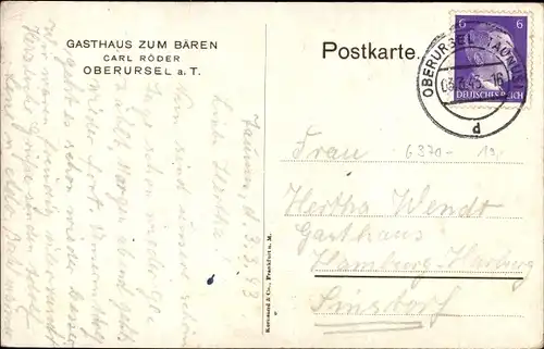 Ak Oberursel im Hochtaunuskreis Hessen, Teilansichten, Feldberg, Gasthaus zum Bären, Hermansborn