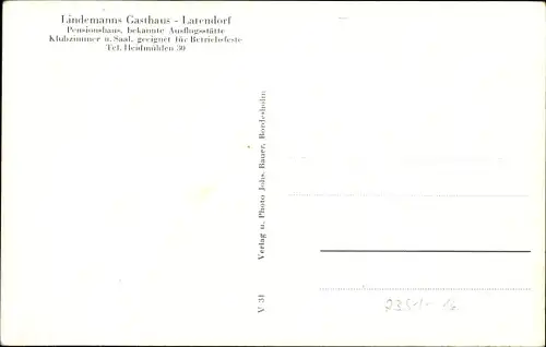 Ak Latendorf in Schleswig Holstein, Lindemanns Gasthaus, Innenansicht, Segeberger Heide