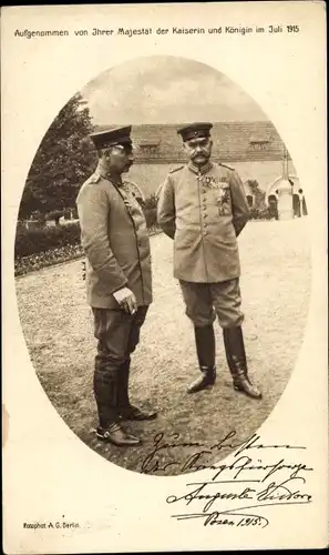 Ak Kaiser Wilhelm II., Generalfeldmarschall Paul von Hindenburg, Posen 1915